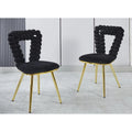 Sillones decorativos con estructura de metal con recubrimiento de polvo dorado y negro, juego de 2