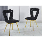 Sillones decorativos con estructura de metal con recubrimiento de polvo dorado y negro, juego de 2