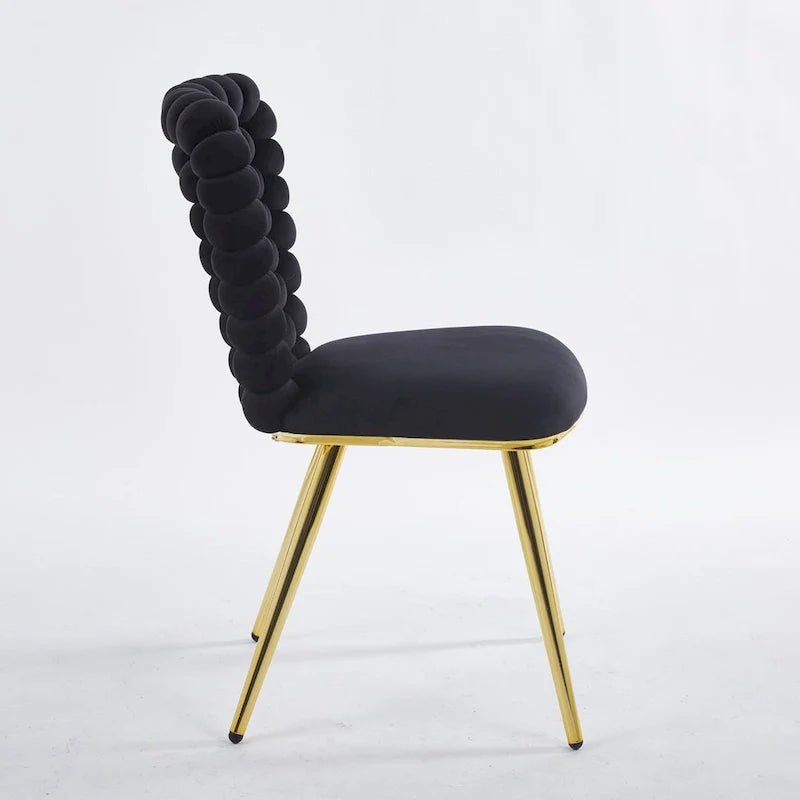 Sillones decorativos con estructura de metal con recubrimiento de polvo dorado y negro, juego de 2