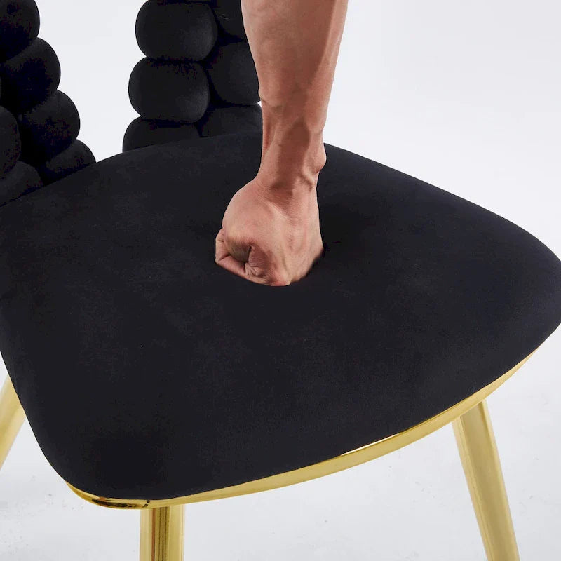 Sillones decorativos con estructura de metal con recubrimiento de polvo dorado y negro, juego de 2