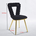 Sillones decorativos con estructura de metal con recubrimiento de polvo dorado y negro, juego de 2
