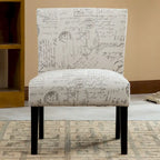 Sillón decorativo sin brazos con tela de escritura francesa y patas de madera espresso