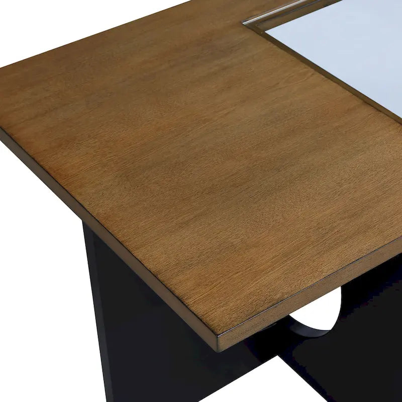 Mesa de centro rectangular de 47" con estante de vidrio templado
