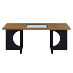 Mesa de centro rectangular de 47" con estante de vidrio templado