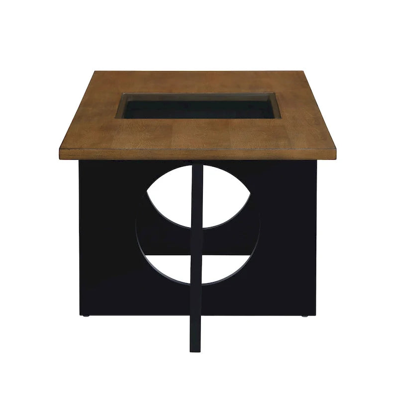 Mesa de centro rectangular de 47" con estante de vidrio templado
