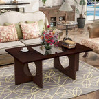 Mesa de centro rectangular de 47" con estante de vidrio templado
