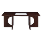 Mesa de centro rectangular de 47" con estante de vidrio templado