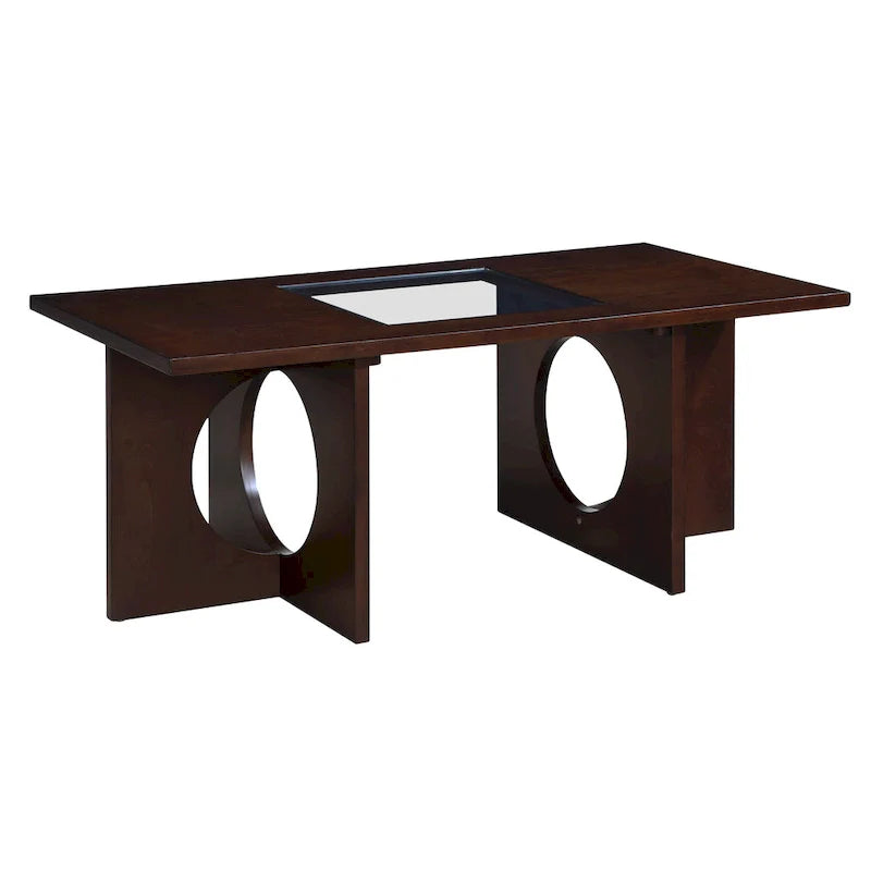 Mesa de centro rectangular de 47" con estante de vidrio templado