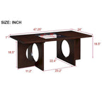 Mesa de centro rectangular de 47" con estante de vidrio templado