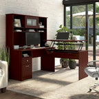 Escritorio en L de 60" elevable con soporte y cajón archivador