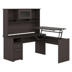 Escritorio en L de 60" elevable con soporte y cajón archivador