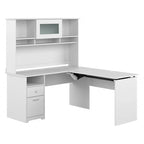 Escritorio en L de 60" elevable con soporte y cajón archivador