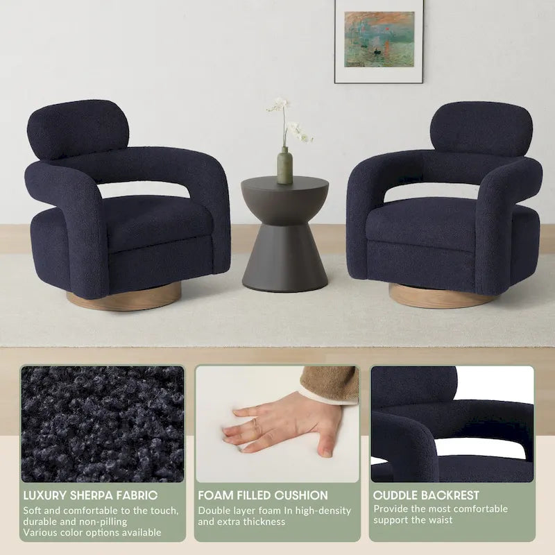 Sillón giratorio Sherpa Barrel, juego de 2