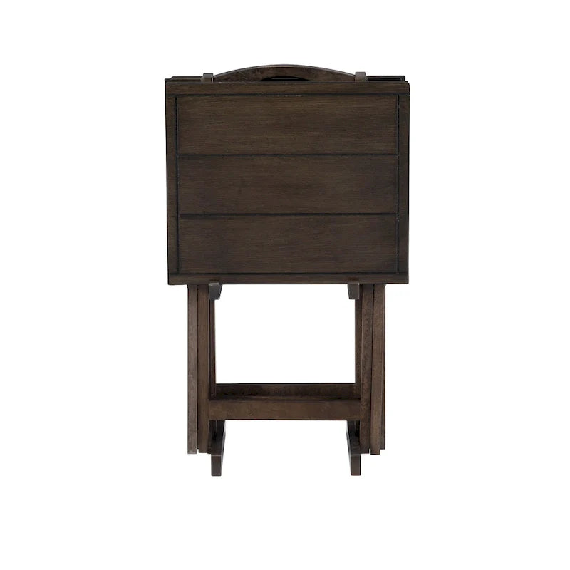 Juego de mesas auxiliares plegables de 4 piezas con soporte de almacenamiento – Gris