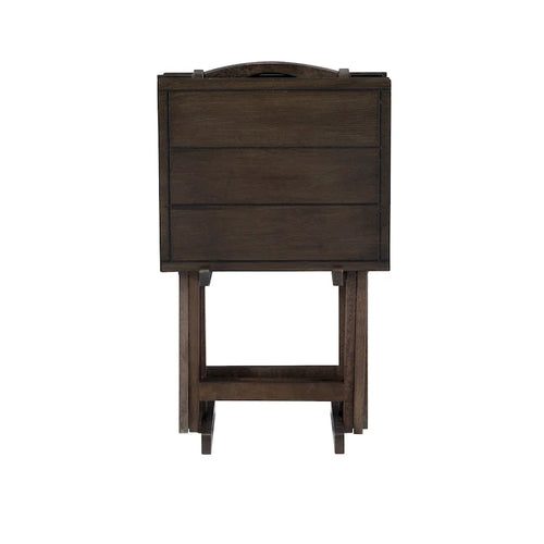 Juego de mesas auxiliares plegables de 4 piezas con soporte de almacenamiento – Gris