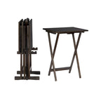 Juego de mesas auxiliares plegables de 4 piezas con soporte de almacenamiento – Gris