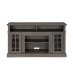 Mueble de TV clásico americano con 4 estantes de almacenamiento y 2 armarios de almacenamiento para sala de estar u oficina familiar