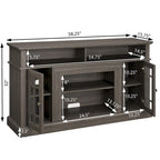 Mueble de TV clásico americano con 4 estantes de almacenamiento y 2 armarios de almacenamiento para sala de estar u oficina familiar