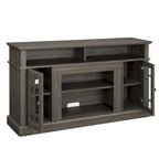 Mueble de TV clásico americano con 4 estantes de almacenamiento y 2 armarios de almacenamiento para sala de estar u oficina familiar