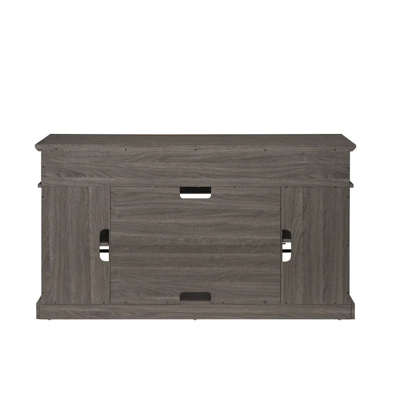 Mueble de TV clásico americano con 4 estantes de almacenamiento y 2 armarios de almacenamiento para sala de estar u oficina familiar