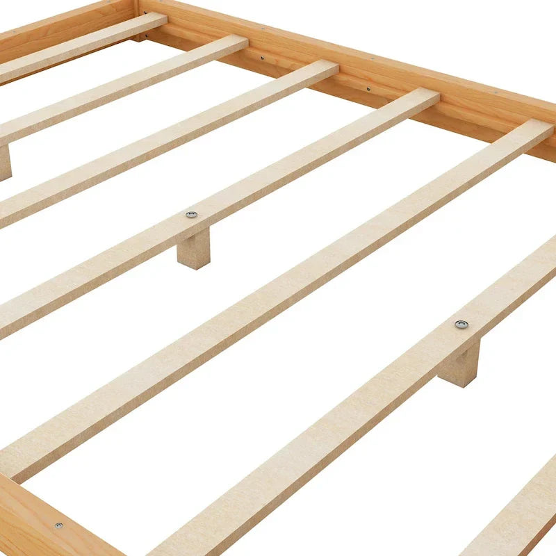 Cama de plataforma baja con dosel de madera de pino y MDF – Queen/King