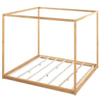 Cama de plataforma baja con dosel de madera de pino y MDF – Queen/King