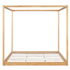 Cama de plataforma baja con dosel de madera de pino y MDF – Queen/King