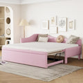 Sofá cama tapizado en forma de L tamaño individual con nido elevable – Rosa