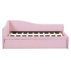Sofá cama tapizado en forma de L tamaño individual con nido elevable – Rosa