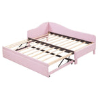 Sofá cama tapizado en forma de L tamaño individual con nido elevable – Rosa