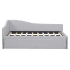 Sofá cama tapizado en forma de L tamaño individual con nido elevable – Rosa