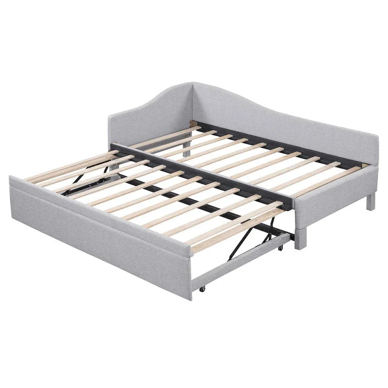 Sofá cama tapizado en forma de L tamaño individual con nido elevable – Rosa