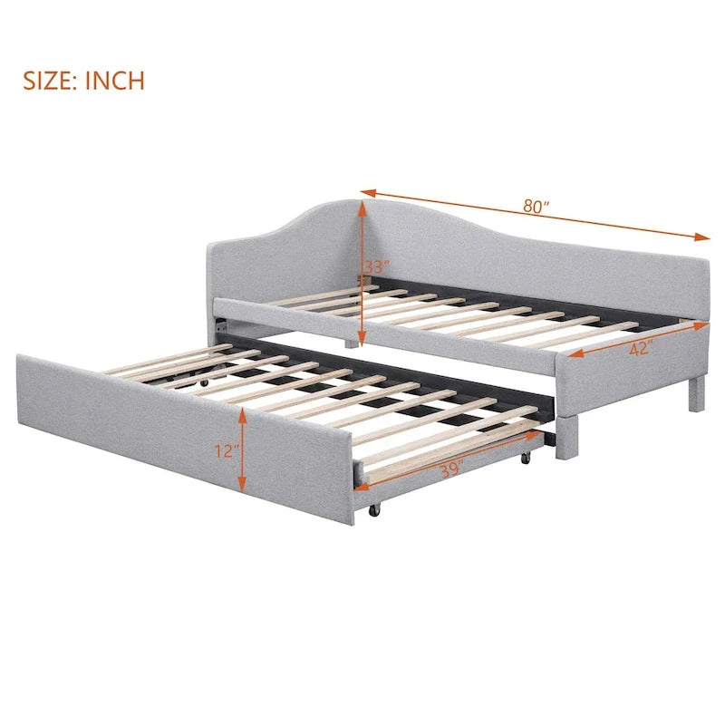 Sofá cama tapizado en forma de L tamaño individual con nido elevable – Rosa