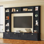 104.2 Mueble de pared con soporte para TV, estanterías y armarios – Negro