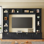 104.2 Mueble de pared con soporte para TV, estanterías y armarios – Negro