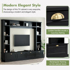 104.2 Mueble de pared con soporte para TV, estanterías y armarios – Negro