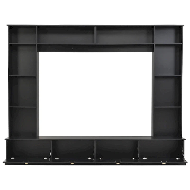 104.2 Mueble de pared con soporte para TV, estanterías y armarios – Negro