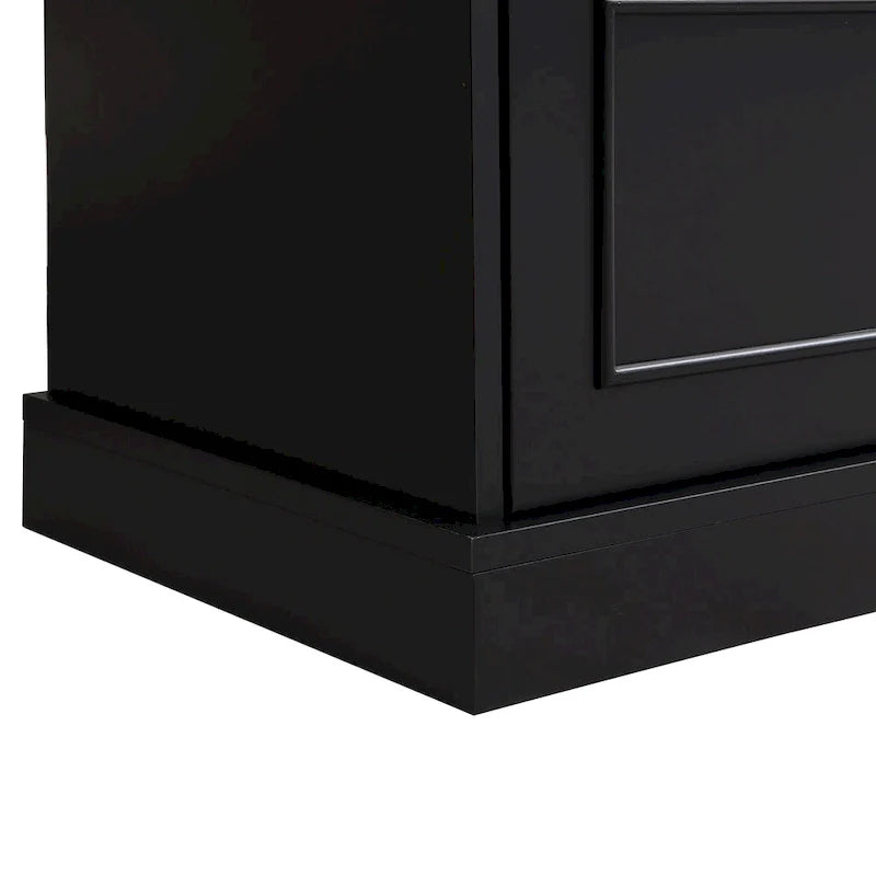 104.2 Mueble de pared con soporte para TV, estanterías y armarios – Negro