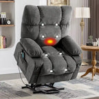 Sillón reclinable elevador eléctrico con calor, masaje, carga USB – Azul