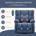 Sillón reclinable elevador eléctrico con calor, masaje, carga USB – Azul