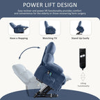 Sillón reclinable elevador eléctrico con calor, masaje, carga USB – Azul