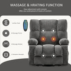 Sillón reclinable elevador eléctrico con calor, masaje, carga USB – Azul