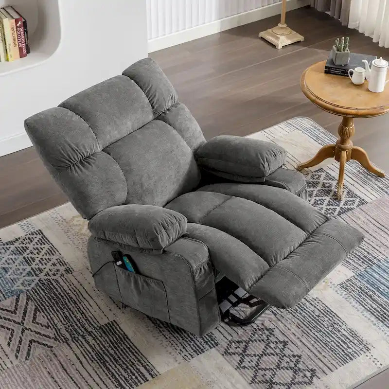 Sillón reclinable elevador eléctrico con calor, masaje, carga USB – Azul