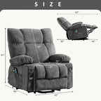 Sillón reclinable elevador eléctrico con calor, masaje, carga USB – Azul