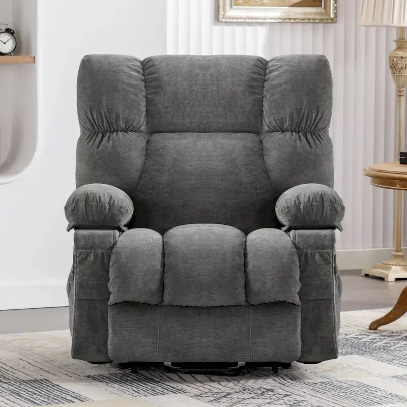 Sillón reclinable elevador eléctrico con calor, masaje, carga USB – Azul