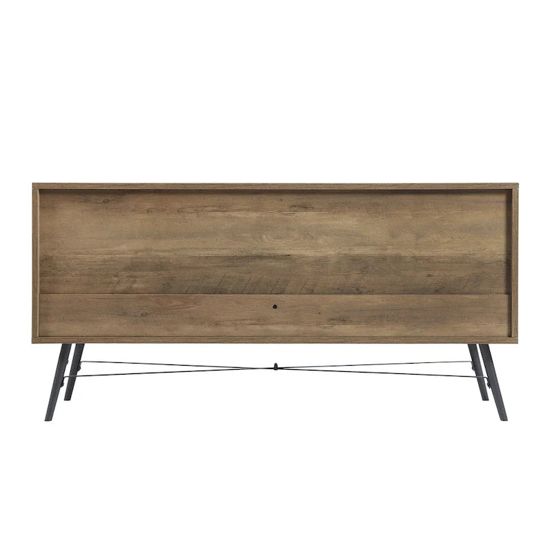 Cómoda horizontal de 4 cajones con acabado nogal rústico