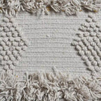 Taburete de tela bohemio con base de madera de eucalipto