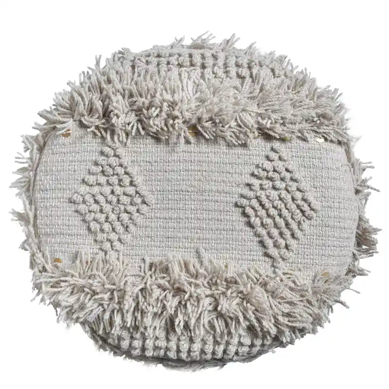Taburete de tela bohemio con base de madera de eucalipto