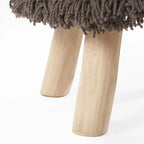 Taburete de tela bohemio con base de madera de eucalipto