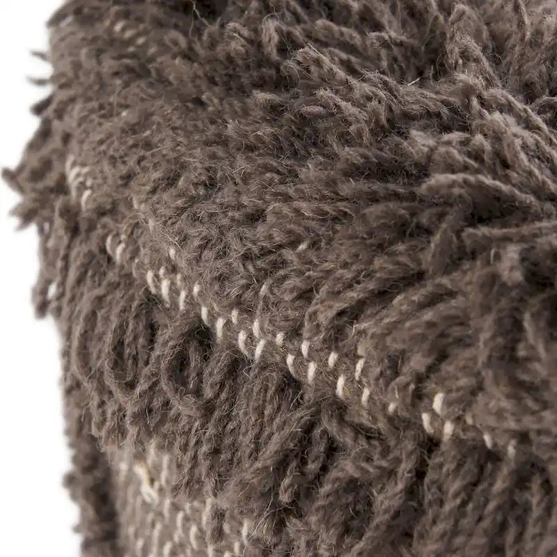 Taburete de tela bohemio con base de madera de eucalipto